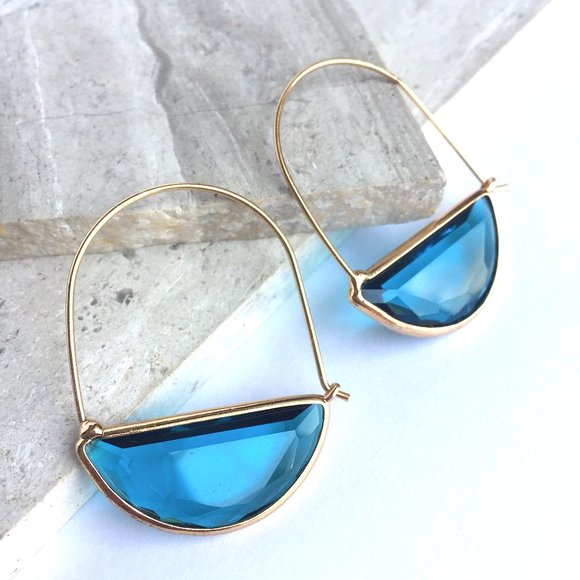 Anthropologie Jewelry - Anthropologie Crescent Hoop Earrings — NEW — Blue